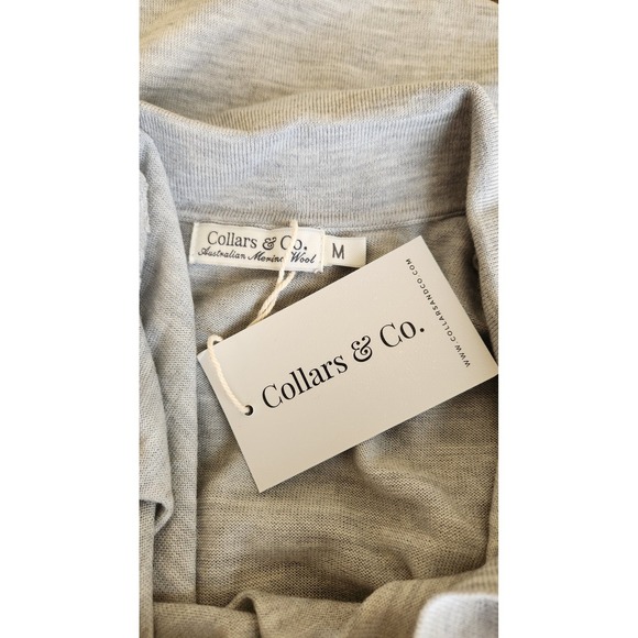 Collars & Co Mens Australian Merino Wool Short Sleeve Polo M Grey Johnny NWT - Picture 3 of 6